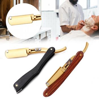 Straight Wooden Handle Men Manual Classic Barber Shaver Foldable Hair Beard Shaving Knife Shaving Brush
